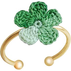Handmade Micro Crochet Flower Ring,14K Gold Crochet Ring, Adjustable Dainty Flower Crochet Ring