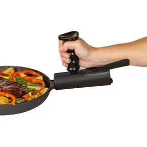 Pan Buddy™- Vertical Attachment for Pan Handle- Adds Leverage and Support- Makes Lifting Heavy Cookware Easier! (Black)