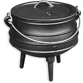 Cuisiland 14QT Large Cast Iron Potjie Cauldron Pot with Lid & 3 Legs – Pre-Seasoned South African-Style Campfire Pot for Outdoor Cooking, Soups, Stews & Braising – Heavy-Duty Dutch Oven Cookware for Camping & Backyard Use