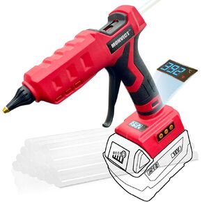 MONVICT 100W Cordless Glue Gun for Milwaukee 18V Battery, Upgraded Digital Temperature Adjustable Handheld Electric Power Full Size Heavy Duty Hot Glue Gun with 10 Glue Sticks (Tools only)