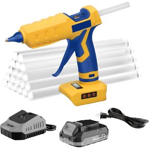 مسدس الغراء الساخن اللاسلكي ، بندقية الغراء الساخنة المتوافقة مع بطارية DeWalt 20V Max ، 20 فولت DC و 110 ~ 220V AC الطاقة المزدوجة ، LCD رقمي ، 20V 2.0AH بطارية وشاحن ، تسخين سريع 180 درجة مئوية 200 درجة مئوية ، 20pcs عصا الغراء