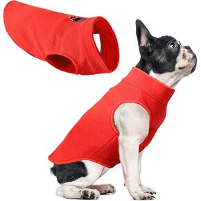 Red Fleece Dog Sweater Vest, Warm Pullover Jacket for Small to Large Dogs, Stretchy Vest with D Ring Leash (Red, L)