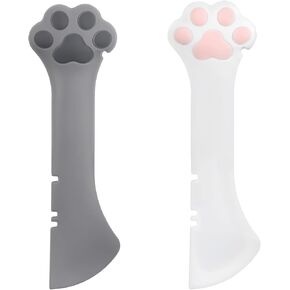BOXOB 2pcs Pet Food Can Spoon, Silicone Dog Food Can Opener Cute Dog Cat Paw Scoop for Wet Food Pet Can Spatula Multifunctional Mixing Spoon for Cat Dog Wet Dry Canned Food Pet Supplies (White, Grey)