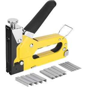 HAUTMEC Staple Gun Heavy Duty,3-in-1 Upholstery Staple Gun Kit with 600Pcs Staples,Manual Nail Gun for Wood,Fabric,Cable,Furniture HT0430