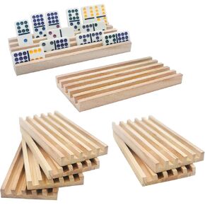 Wooden Domino Trays/Racks Set of 8 Mexican Train Domino Trays/Racks Double 12 Tiles Holders Rack Domino Tiles Holders Domino Wood Holder【 Dominoes not Included】