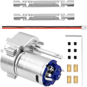 ShareGoo Metal Transmission Gearbox Gear Box & Drive Shaft Compatible with MN82 LC79 MN78 1/12 RC Car Upgrades Parts (Silver)