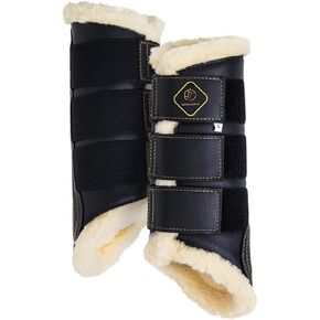 Kavallerie Dressage Horses Boots: Fleece-Lined Faux Leather Woof Brushing Boots for Training, Jumping, Riding, Eventing - Quick Wear for Breathable, Lightweight & Impact-Absorbing Wrap