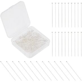 400 Pcs Brass Ball Head Pins, Silver 24 Gauge Wire Needle Headpins Long End Head Pins Jewelry Making Accessories for Crafting DIY Handmade
