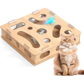 Cat Puzzle Toy - Interactive Cat Toys, Kitten Ball Toy with Soft Felt Maze Game Puzzle Box for Cats