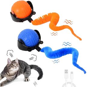 Interactive Cat Toys for Indoor Cats, Speedy Tail 2.0 Cat Toy, Cat Toys for Bored Indoor Adult Cats, Smart Interactive Cat Toy（Orange+Blue）