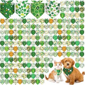 aliceset 180 PCS St Patrick's Day Dog Bandana Bulk Shamrock Bandanas for Dog Cute Pet Pet Pibs Soft Triangle Scarf St Patrick Green Green