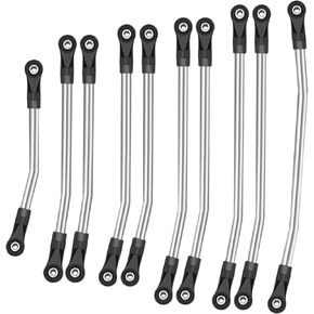 313mm/324mm Metal Link Set Linkage Steering Rod with Nylon End Kit for 1/10 RC Crawler Car Compliable with Axial SCX10 SCX10II 90046 (324mm)