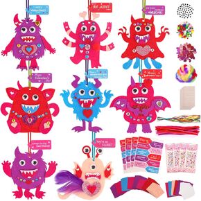 Valentine's Day Gifts for Kids Classroom, 40 Sets Valentines Day Cards Craft Kit Monster Arts for School Exchange, Make Your Own Craft Supplies for Valentines Party Favor Decoration, DIY Activities