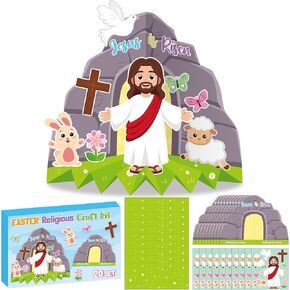 Easter Jesus Resurrection Scene Standable Craft Kit,Make Your Own He is Risen Diorama Craft, Christian Empty Tomb of Jesus Faith Religious Resurrection Bible for Classroom School Kid(20Set)