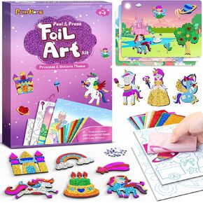 PERRYHOME Foil Arts and Crafts Kits-DIY No Mess Animal Fun Foil Paper Craft Kits,Non-Toxic Kids Car Airplane Travel Activities Toys,Gifts for 4 5 6 7 8 Year Old Girls Boys Toddler Children