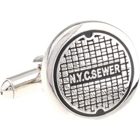 MRCUFF Manhole Cover Sewer Nyc Pair of Cufflinks in a Presentation Gift Box & Polishing Cloth