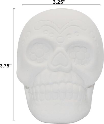 Creative Hobbies 4 Pack of Ready to Paint Ceramic Bisque Sugar Skull Shape Figurines - Includes Paint, Brushes and How to Guide | Sugar Skull in Saudi Arabia