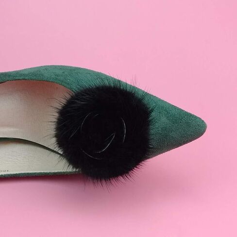 2 Pcs Fashion White Wine Red Grey Black Green Pink Antique Mauve Beige Rabbit Fur Rose Flower Winter Boots Shoe Clips in Kuwait