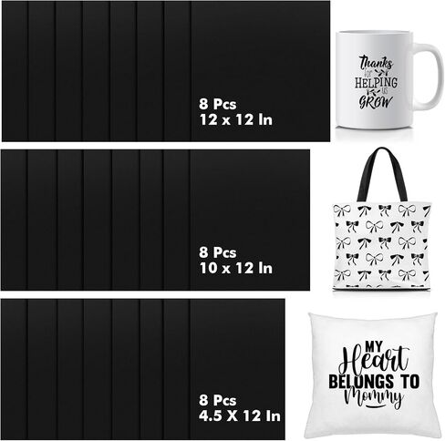 MotiMind 24 Pcs Black Sublimation Transfer Ink Sheets Pre-Printed Sublimation Paper 3 Different Sizes Transfer Paper for DIY Project on Fabric Glass Metal Leather Poly Fabrics Coaster Shirts in Saudi Arabia