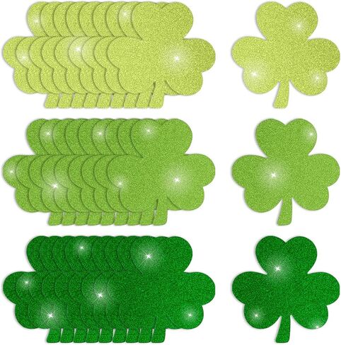 MixTeach 180 Pcs Shamrocks Cutouts St. Patrick's Day Glitter Clover Paper Cut-Outs 4 Inch Green Cover Shape Die Cuts for Irish St Patricks Day Party Bulletin Board Decorations School Craft Projects in Saudi Arabia