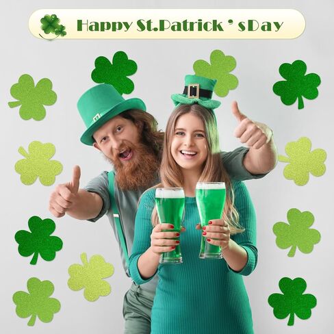 MixTeach 180 Pcs Shamrocks Cutouts St. Patrick's Day Glitter Clover Paper Cut-Outs 4 Inch Green Cover Shape Die Cuts for Irish St Patricks Day Party Bulletin Board Decorations School Craft Projects in Saudi Arabia