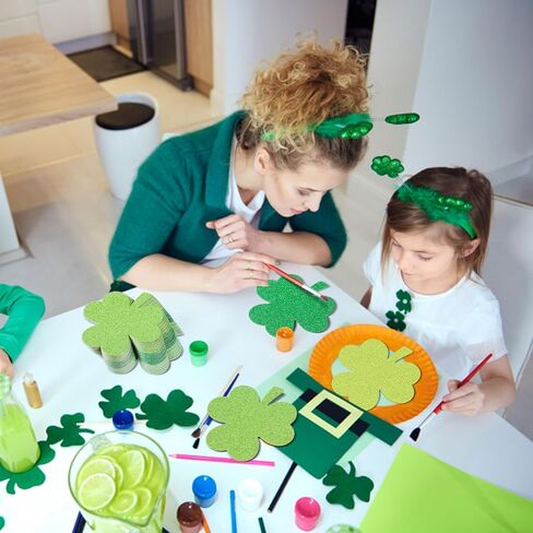 MixTeach 180 Pcs Shamrocks Cutouts St. Patrick's Day Glitter Clover Paper Cut-Outs 4 Inch Green Cover Shape Die Cuts for Irish St Patricks Day Party Bulletin Board Decorations School Craft Projects in Saudi Arabia