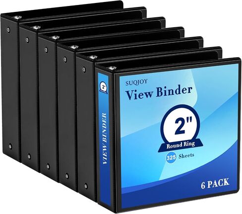 1.5 Inch 3-Ring Binder, 1-1/2 Inch Round Ring Binder with 2 Inside Pockets, 6 Pack White Binder, Clear View Binder Holds Up to 325 Sheets 8.5" x 11" Paper，Perfect for Office/Home/Back to School in Saudi Arabia