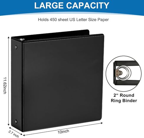 1.5 Inch 3-Ring Binder, 1-1/2 Inch Round Ring Binder with 2 Inside Pockets, 6 Pack White Binder, Clear View Binder Holds Up to 325 Sheets 8.5" x 11" Paper，Perfect for Office/Home/Back to School in Saudi Arabia