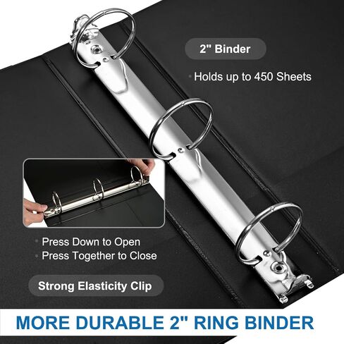 1.5 Inch 3-Ring Binder, 1-1/2 Inch Round Ring Binder with 2 Inside Pockets, 6 Pack White Binder, Clear View Binder Holds Up to 325 Sheets 8.5" x 11" Paper，Perfect for Office/Home/Back to School in Saudi Arabia