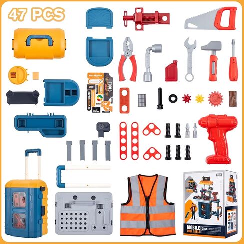 3 in 1 Kids Tool Bench -GEIYATOI, Toddler Workbench with Electric Drill and Realistic Toddler Tool Set for 2 3 4 5 6 Years Old Boys Girls, Construction Toys for Christmas Birthday Party New Year in Saudi Arabia