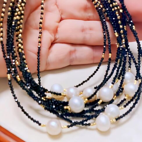 Handmade Colorful beaded necklace Gift - Lovely Choker necklace Christmas birthday gift for women (garnet -2.5MM) in Saudi Arabia