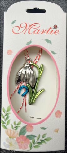 Martisor - Snowdrop Amulet ، التقليد الشعبي الروماني ، بطاقة المعايدة ، Mărţişor Ghiocel Talisman Broşă in Saudi Arabia