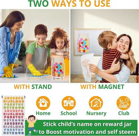 Personalized Stars Reward Jar Magnetic Potty Training Rewards For Children Good Behavior Classroom With Name Stickers Board Magnets Incentive Star System Student Class Token Wooden Home Teacher school in Saudi Arabia
