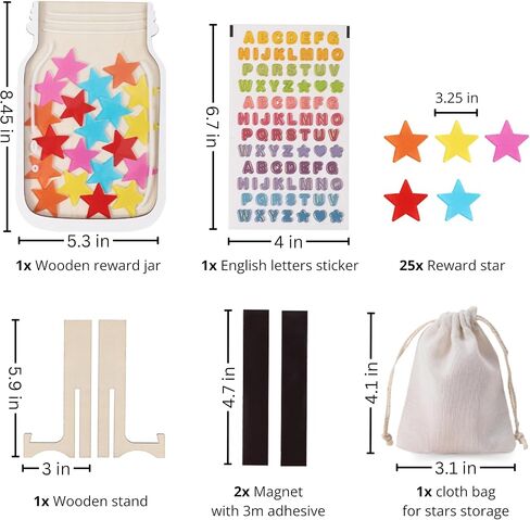 Personalized Stars Reward Jar Magnetic Potty Training Rewards For Children Good Behavior Classroom With Name Stickers Board Magnets Incentive Star System Student Class Token Wooden Home Teacher school in Saudi Arabia