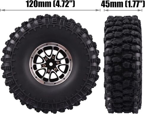 1.9 Beadlock Wheel & Tyre w/Foam 12mm Hex 4.7 '' 'For Traxxas Trx4 Trx6 Axial SCX10 SCX10 II Redcat Gen7 Gen8 Tamiya RC4WD Crawler Truck in Kuwait