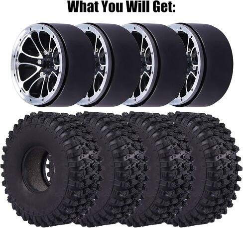 1.9 Beadlock Wheel & Tyre w/Foam 12mm Hex 4.7 '' 'For Traxxas Trx4 Trx6 Axial SCX10 SCX10 II Redcat Gen7 Gen8 Tamiya RC4WD Crawler Truck in Kuwait