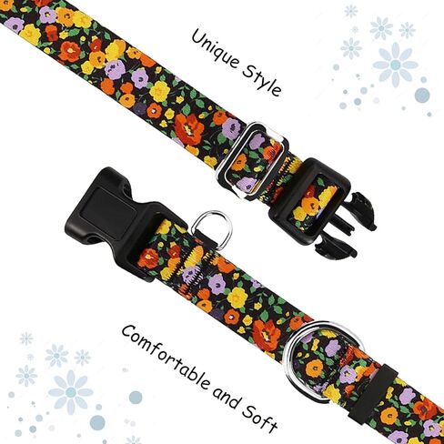 Martingale Collar for Dogs with Buckle Adjustable Nylon Slip No Pull Anti Escape Training Dog Collars (Purple Floral, Large) in Kuwait