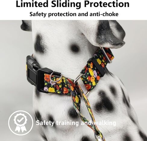 Martingale Collar for Dogs with Buckle Adjustable Nylon Slip No Pull Anti Escape Training Dog Collars (Purple Floral, Large) in Kuwait