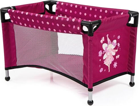 دمى بايير تصميم: مجموعة Xeo Mega 10pc - Pink Hot Pink ، Dots ، Fairy - Pram ، Bed ، حقيبة يد ، إكسسوارات التغذية والرعاية للدمى حتى 18 "، لعبة أطفال ، تتراوح أعمارهم بين 3+ in Kuwait