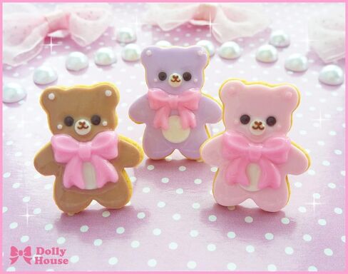 Handmade Kawaii Bear Sugar Cookie Ring – Cute Adjustable Polymer Clay Dessert Jewelry in Saudi Arabia