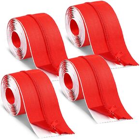 XunYee 7 ft x 3 Inches Red Containment Zipper for Dust Barriers with Double Side Self Adhesive Instant Door Zipper for Greenhouse Dust Barriers Tent(4 Pcs)