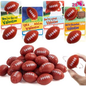 Joyin 28 Packs Mini Football Fouldge Balls مع بطاقات هدايا للأطفال Favors Valentine's Party و Valentines Classroom Exchange Gift Toys for Childroom Arroom Absure Hights Cards