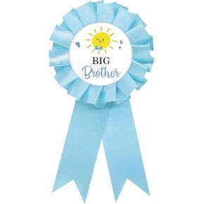 Sunshine Big Brother Tinplate Badge Pin, Brother to Be Pin for for Boy, Birthday Boy Button Pin, Blue Rosette Happy Birthday Button for Boy Celebration, Boho Sunshine Theme Baby Shower/Newborn Baby Party Favors