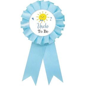 Sunshine Uncle To Be Tinplate Badge Pin, Uncle To Be Pin for Men, Sunshine Gender Reveal Brooch Button Pin, Blue Rosette Uncle To Be Button for Baby Shower/Newborn Baby Party Celebration