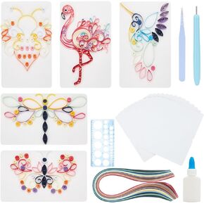 WEBEEDY DIY Paper Quilling Kit 20 Sets Butterfly Quilling Card Kit with Paper Quilling Strips Tools, Handmade Paper Quilling Set Greeting Card DIY Quilling Supplies for Christmas Birthday Party Gifts