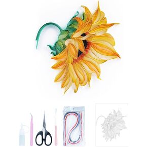 Uniquilling Quilling Kit Paper Quilling Kit for Adults Beginner, Handmade DIY Craft Quilling Paper Filigree Painting Kit Tools, Home Room Wall Art Decor Perfect Gifts, 8 * 10-inch Sunflower (Basic)