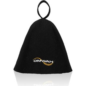 OMWAH Sauna Hat for Women and Men, 100% Wool Handmade Premium Banya Hat, Protect Hair and Stay in Sauna Longer, Enhance Sauna Benefits & Regulate Temperature, Gift for Sauna Users, Sauna (Black)