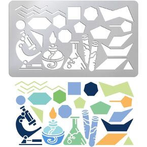 UNICRAFTALE 1Pcs Chemistry Stencil Drawing Template Metal Stencil Different Shapes Chemistry Lab Laboratory Reusable Template Biochemist Ruler Stainless Steel Stencil Science Stencil