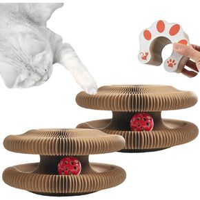 Cute Magic Organ Cat Scratcher Foldable Funny Cats Cardboard Toy Sturdy with Bell-Ball for Indoor Cats Kitty Accordion Toys for Scratching (2)