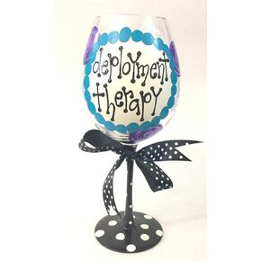 GIANT"Deployment Therapy" Wine Glass-HOLDS WHOLE BOTTLE OF WINE